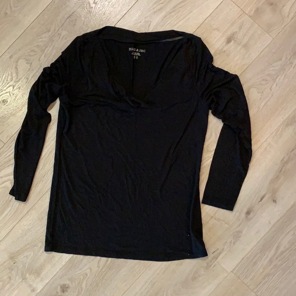 Mac & Jac V-Neck Black Tee Sz XL
